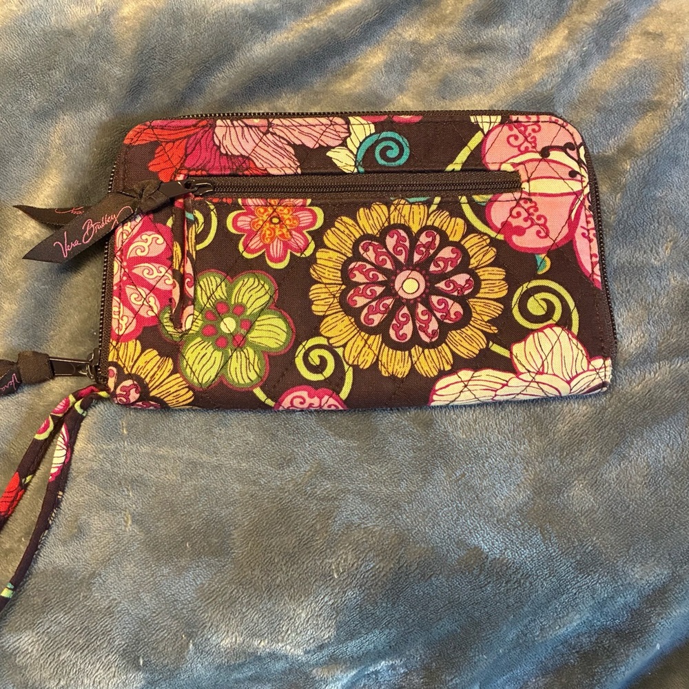 Vera Bradley Pink and Yellow Floral Wristlet Clutch